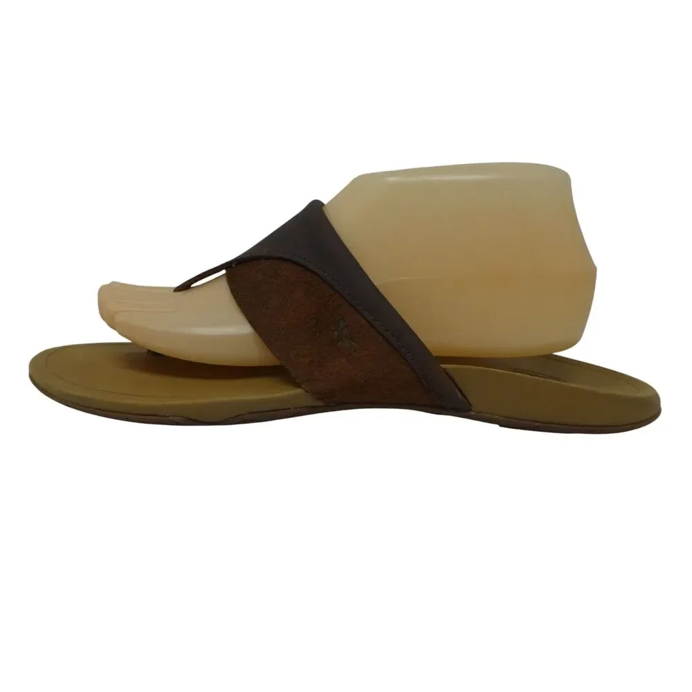 Chaco Cognac Brown Leather Flip Flops Thong Sandals